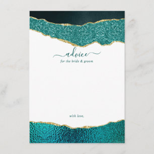 Carte Conseil Élégant Mariage d'âge Turquoise & Or