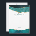 Carte Conseil Élégant Mariage d'âge Turquoise & Or<br><div class="desc">Célébrez dans le style avec ces cartes de conseil modernes et tendance. Le design comporte un arrière - plan d'agate de parties scintillant d'aquarelle turquoise et or avec le texte de police manuscrit correspondant. Ces cartes permettront à vos invités d'écrire une note de conseil à garder et à lire dans...</div>