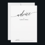 Carte Conseil Élégant Mariage de calligraphie noire<br><div class="desc">Cette élégante carte de conseil mariage en calligraphie noire est parfaite pour un mariage simple et peut être utilisée pour n'importe quel événement. Le design neutre présente une carte minimaliste décorée de typographie romantique et fantaisiste. Ces cartes de conseil peuvent être utilisées comme alternative de livre d'or pour une réception...</div>