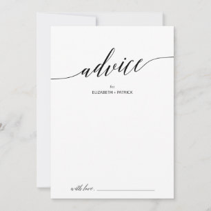 Carte Conseil Élégant Mariage de calligraphie noire