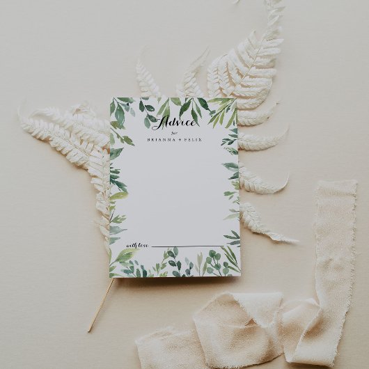 Carte Conseil Élégant Mariage de calligraphie Tropical Green Fol