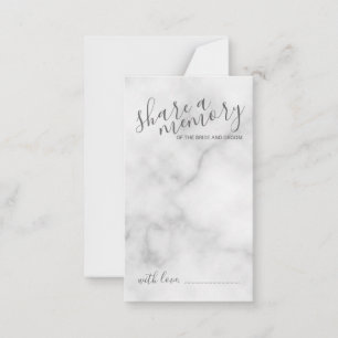 Carte Conseil Élégant Mariage de script en marbre 'Share a Memor