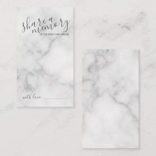 Carte Conseil Élégant Mariage de script en marbre 'Share a Memor (Devant / Derrière)