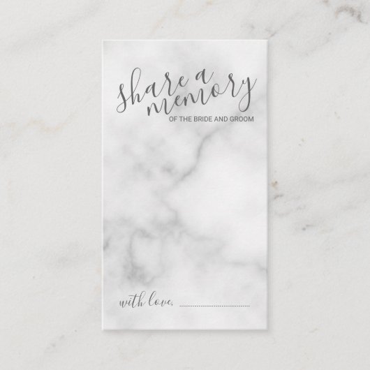 Carte Conseil Élégant Mariage de script en marbre 'Share a Memor (Devant)