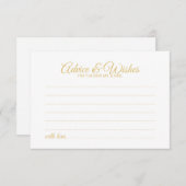 Carte Conseil Elegant Mariage de script or Conseils et Wish Card (Devant / Derrière)