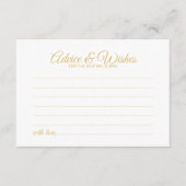 Carte Conseil Elegant Mariage de script or Conseils et Wish Card (Devant)