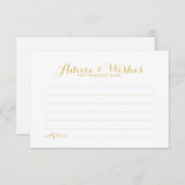 Carte Conseil Elegant Mariage de script or Conseils et Wish Card (Devant / Derrière)