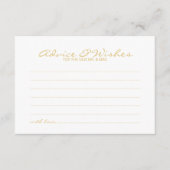 Carte Conseil Elegant Mariage de script or Conseils et Wish Card (Devant)