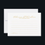 Carte Conseil Elegant Mariage de script or Conseils et Wish Card<br><div class="desc">Ajoutez une touche personnelle à votre mariage avec un élégant conseil de mariage et une carte de voeux. Cette carte de conseil comprend titre en or moderne élégant style de police calligraphie et détails en or sans serif style de police sur arrière - plan blanc. Parfait pour mariage, baby shower,...</div>