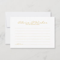 Elegant Mariage de script or Conseils et Wish Card