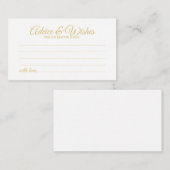 Carte Conseil Elegant Mariage de script or Conseils et Wish Card (Devant / Derrière)