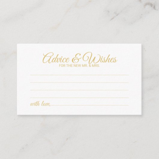 Carte Conseil Elegant Mariage de script or Conseils et Wish Card (Devant)