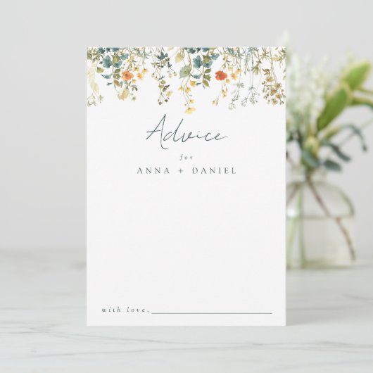 Carte Conseil Élégant Mariage Fleur sauvage (Debout devant)