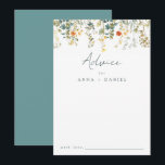 Carte Conseil Élégant Mariage Fleur sauvage<br><div class="desc">Cette collection présente une bordure d'élégants fleurs sauvages d'aquarelle et de verdure dans les tons vert,  turquoise,  orange et jaune.</div>