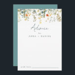 Carte Conseil Élégant Mariage Fleur sauvage<br><div class="desc">Cette collection présente une bordure d'élégants fleurs sauvages d'aquarelle et de verdure dans les tons vert,  turquoise,  orange et jaune.</div>