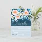 Carte Conseil Elégant Mariage floral bleu marine (Debout devant)