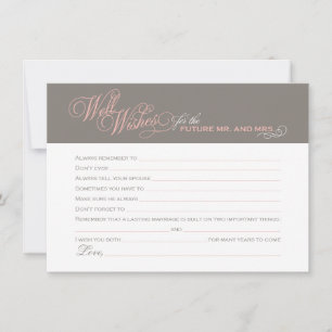 Carte Conseil Elégant rose Fête des mariées gris chaud