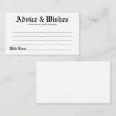 Carte Conseil Elégant Rustic Mariage Conseils & Wish Card (Devant / Derrière)
