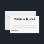Carte Conseil Elégant Rustic Mariage Conseils & Wish Card<br><div class="desc">N'hésitez pas à personnaliser et à customiser cette carte de conseil et de souhaits rustiques et élégants mariages. Les options de modification sont disponibles.</div>