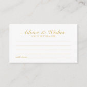Carte Conseil Elégant Script Mariage Gold Conseils et Wish Card (Devant)