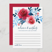 Carte Conseil Elégante aquarelle Roses rouges Mariage de feuilla (Devant / Derrière)