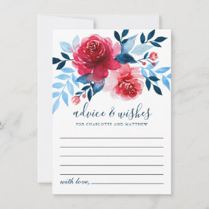 Carte Conseil Elégante aquarelle Roses rouges Mariage de feuilla