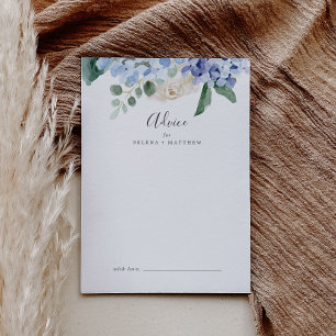 Carte Conseil Elégante Hydrangée Bleue Mariage blanc