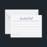 Carte Conseil Elégante liste de seaux de mariage Marine Blue Con<br><div class="desc">Ces charmantes cartes de godets mariages seront une alternative parfaite à un livre d'or traditionnel. Vous aurez tous les invités à discuter des meilleures idées pour les jeunes mariés à visiter ou à faire. Ces cartes contiennent les mots "liste de seaux Aidez-nous à planifier une vie d'aventures" en bleu marine,...</div>