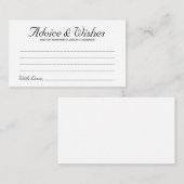 Carte Conseil Elégante rustique Script Mariage Conseils & Wish C (Devant / Derrière)