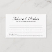 Carte Conseil Elégante rustique Script Mariage Conseils & Wish C (Devant)