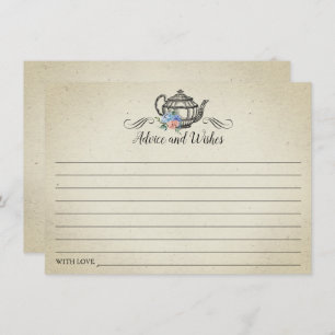 Carte Conseil Elégante Tea Party Vintage