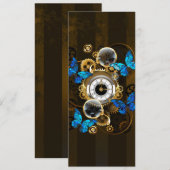 Carte Conseil Engrenages à vapeur et papillons bleus (Devant / Derrière)