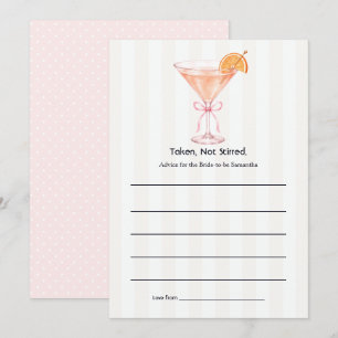 Carte Conseil Enterrement de Vie de Jeune Fille Martini « Pris,