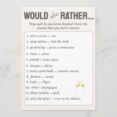 Carte Conseil Est-Ce Qu'Elle Préférerait ? Jeu de Fête des marié (Devant)