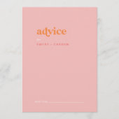 Carte Conseil Été rétro | Mariage rose et orange (Devant)