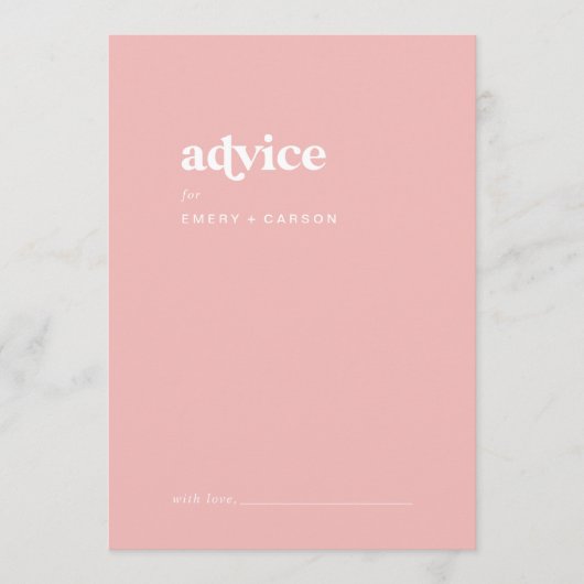 Carte Conseil Été rétro | Mariage rose pâle (Devant)