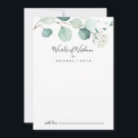 Carte Conseil Été Vert Eucalyptus Mariages Paroles de sagesse<br><div class="desc">Cet été vert eucalyptus mariage mots de la carte conseil de sagesse est parfait pour un mariage moderne. Le design présente de magnifiques feuilles d'eucalyptus verts peints à la main, inspirant le charme naturel. Ces cartes sont parfaites pour un mariage, une douche nuptiale, un baby shower, une fête de remise...</div>