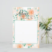 Carte conseil Eucalyptus Green Peach Floral Bride (Debout devant)