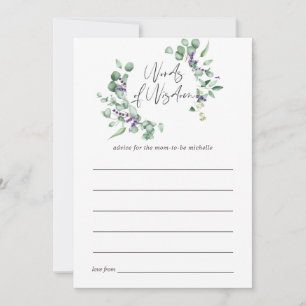 Carte Conseil Eucalyptus Lavender Vert Baby shower Conseils