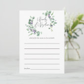 Carte Conseil Eucalyptus Lavender Vert Baby shower Conseils (Debout devant)