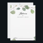 Carte Conseil Eucalyptus Mariage de calligraphie moderne<br><div class="desc">Cette carte de conseil mariage de calligraphie moderne eucalyptus verdoyante est parfaite pour un mariage rustique. Le design se compose de branches et de feuilles d'eucalyptus verts dessinés à la main. Ces cartes sont parfaites pour un mariage, une douche nuptiale, un baby shower, une fête de remise de diplômes et...</div>