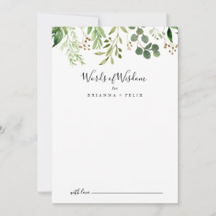 Carte Conseil Eucalyptus Simple Floral Mariage Mots de sagesse