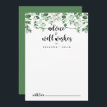 Carte Conseil Eucalyptus Vert Minimaliste Mariage bien souhaits<br><div class="desc">Cette carte de conseil minimaliste pour les mariages d'eucalyptus verts est parfaite pour un mariage rustique. Le design est composé d'eucalyptus vert aquarelle peint à la main, d'une beauté naturelle inspirante. Ces cartes sont parfaites pour un mariage, une douche nuptiale, un baby shower, une fête de remise de diplômes et...</div>