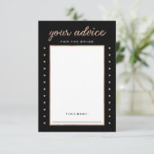 Carte Conseil Faux or rose sur fond noir : conseils pour la mari (Debout devant)