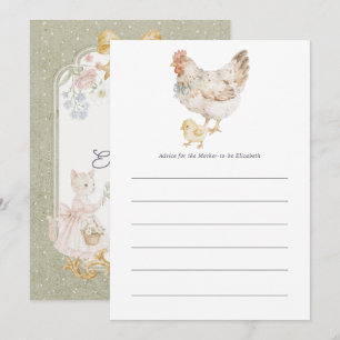Carte Conseil Fête de naissance Cottagecore Poule et Poussins Vi