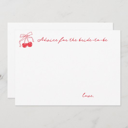 Carte Conseil Fête des mariées Coquette Cherry (Devant / Derrière)