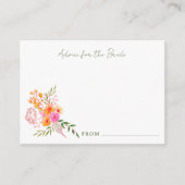 Carte Conseil Fête des mariées d'aquarelle couleur rose orange m (Devant)