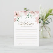 Carte Conseil Fête des mariées d'aquarelle rose pâle (Debout devant)