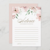 Carte Conseil Fête des mariées d'aquarelle rose pâle (Devant / Derrière)