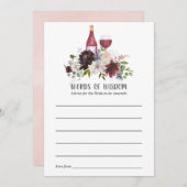 Carte Conseil Fête des mariées de dégustation de vins roses et b (Devant / Derrière)